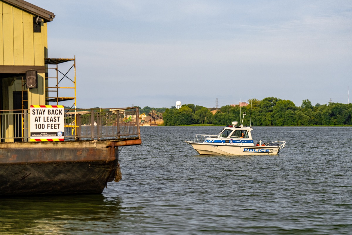 Jeffersonville Police River Patrol boat on the Ohio River